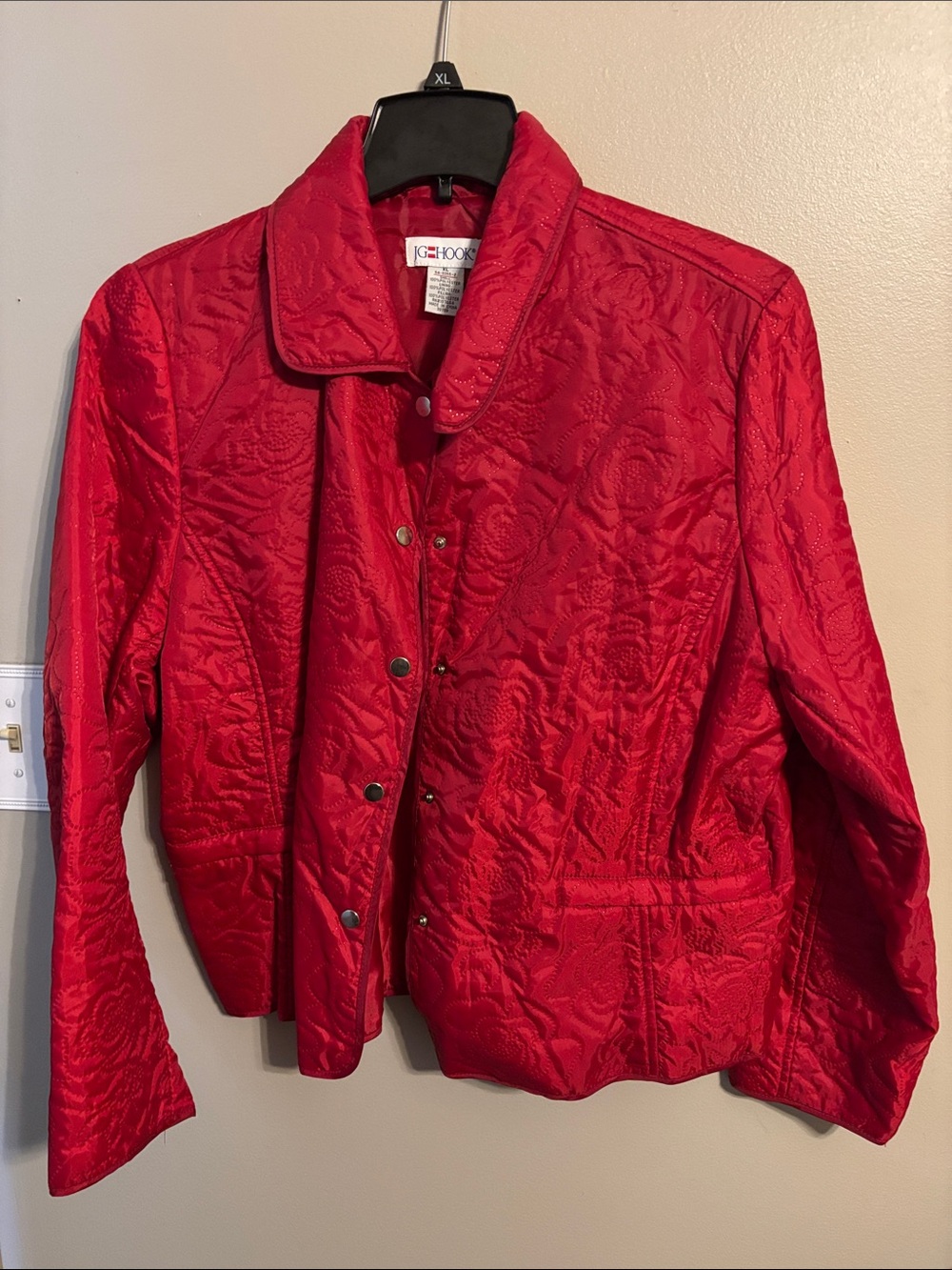 JG Hook Red Quilted Snap-Front Jacket